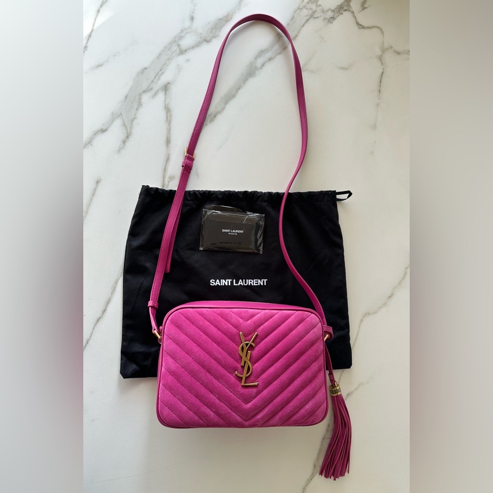 Yves Saint Laurent Lou Camera Bag in Pink Suede/Leather, EUC - Picture 2 of 15